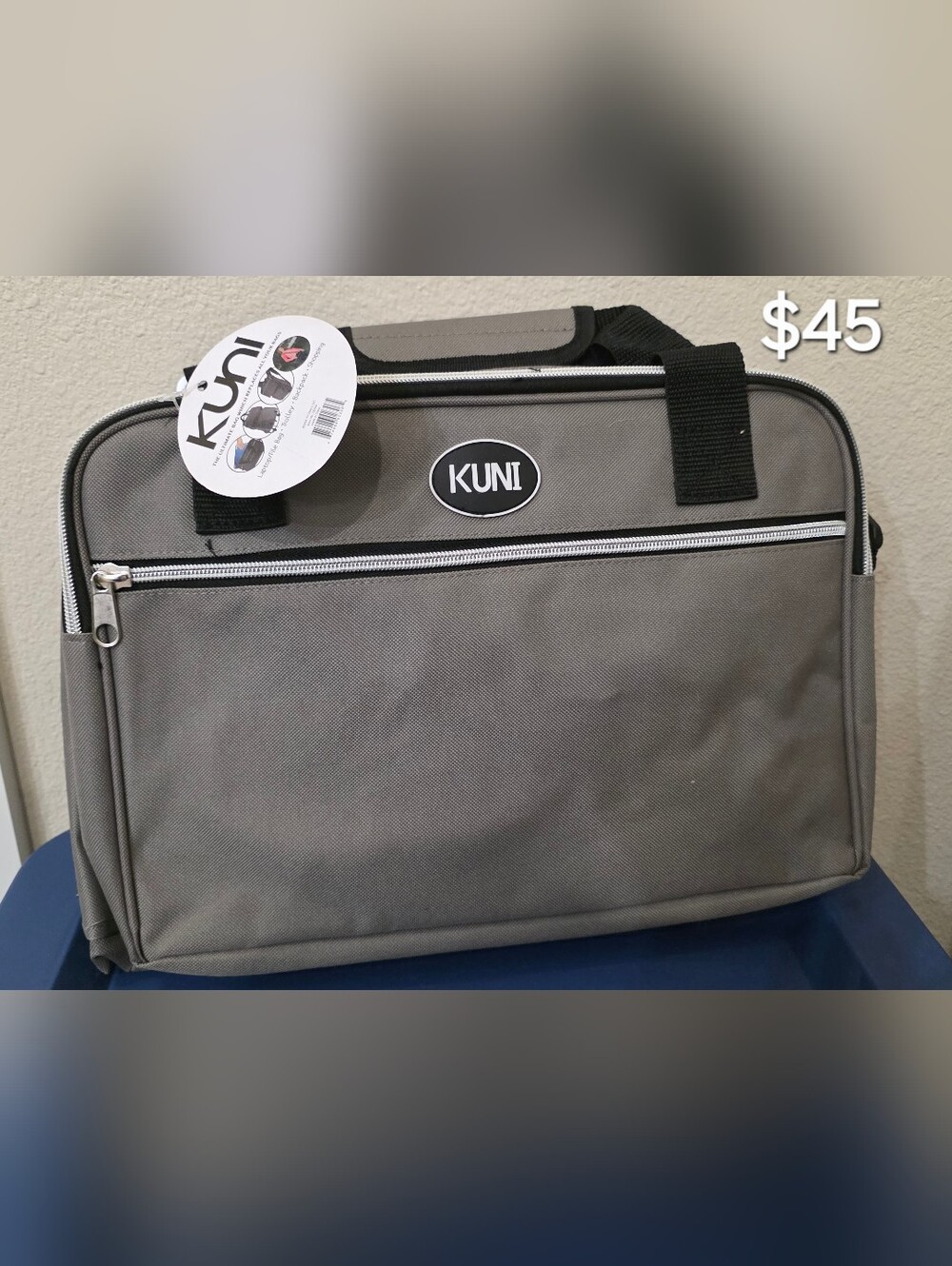 Men’s Gray Laptop Briefcase - Professional Travel Bag